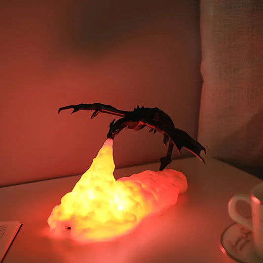 3D Printed Fire Dragon LED Lamp โ USB Rechargeable Light for Gaming, Camping & Kids' Gifts