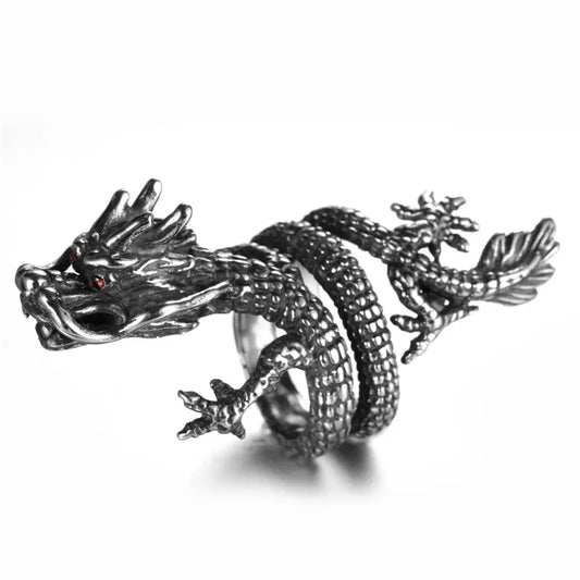 Jisensp Gothic Punk Dragon Ring โ Adjustable Viking-Inspired Jewelry for Men & Women