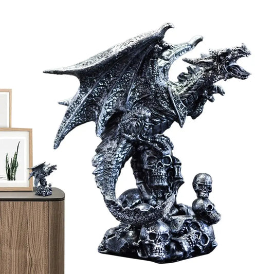 Dragon Skull Statue โ Fantasy Medieval Dragon Figurine for Fireplace, Halloween & Home Dรฉcor