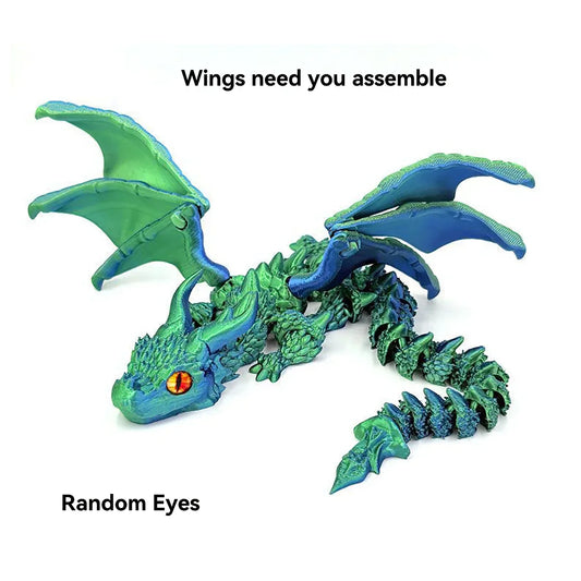 1PC 3D Printed Winged Carriage Dragon Figurine โ Art Deco Resin Sculpture with Random Eyes | Tabletop Animal Theme Decor